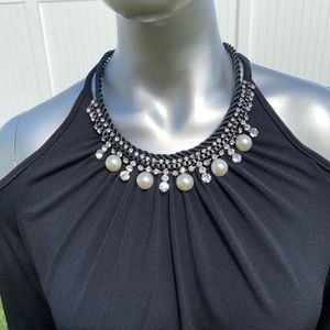 Boston Proper Cold Shoulder Faux Pearls Top